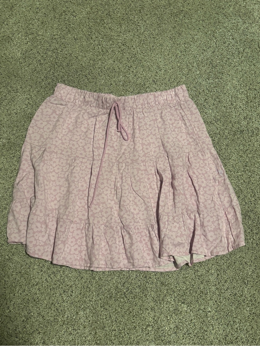 La Hearts Light Pink Floral Tiered Drawstring Skirt